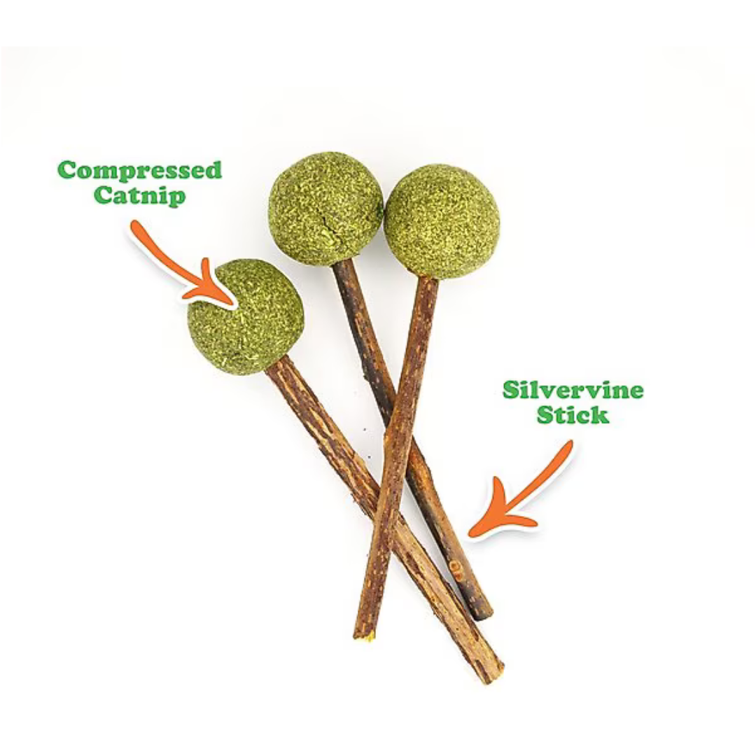 Meowijuana Lollies Silvervine Sticks with Catnip Treat 3 pk