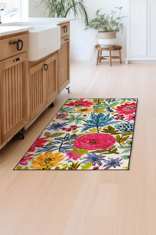 Crystal Art Gallery My Magic Carpet Washable Area Rug- Floral Bloom Multi 3 x 5 ft