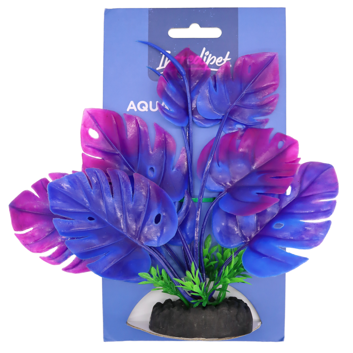 Incredipet Plastic Monstera Deliciosa Aquarium Plant, Purple 8 in