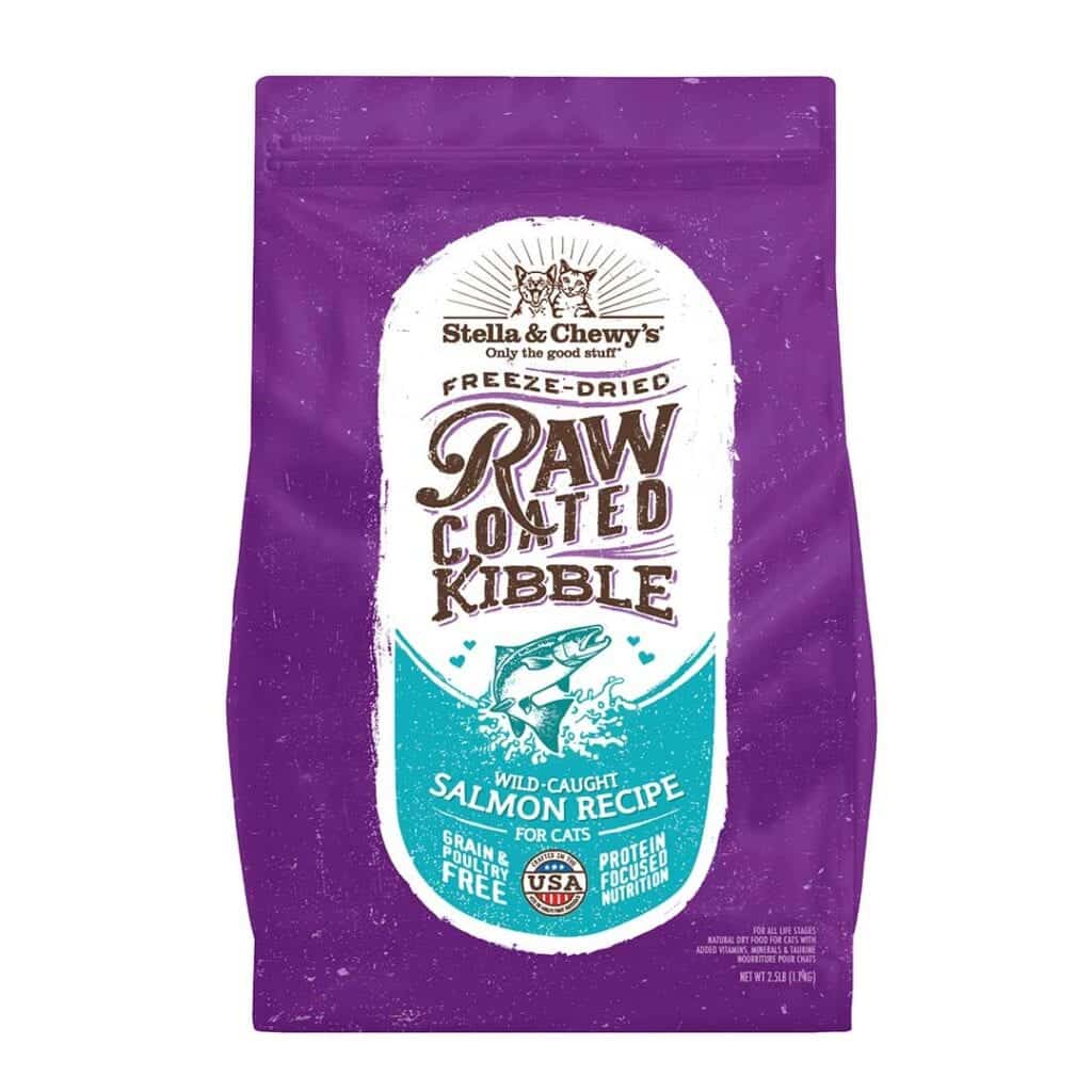 Stella & Chewy's Raw Coated Kibble Wild-Caught Salmon Recipe Grain-Free Freeze-Dried Cat Food 5 lb