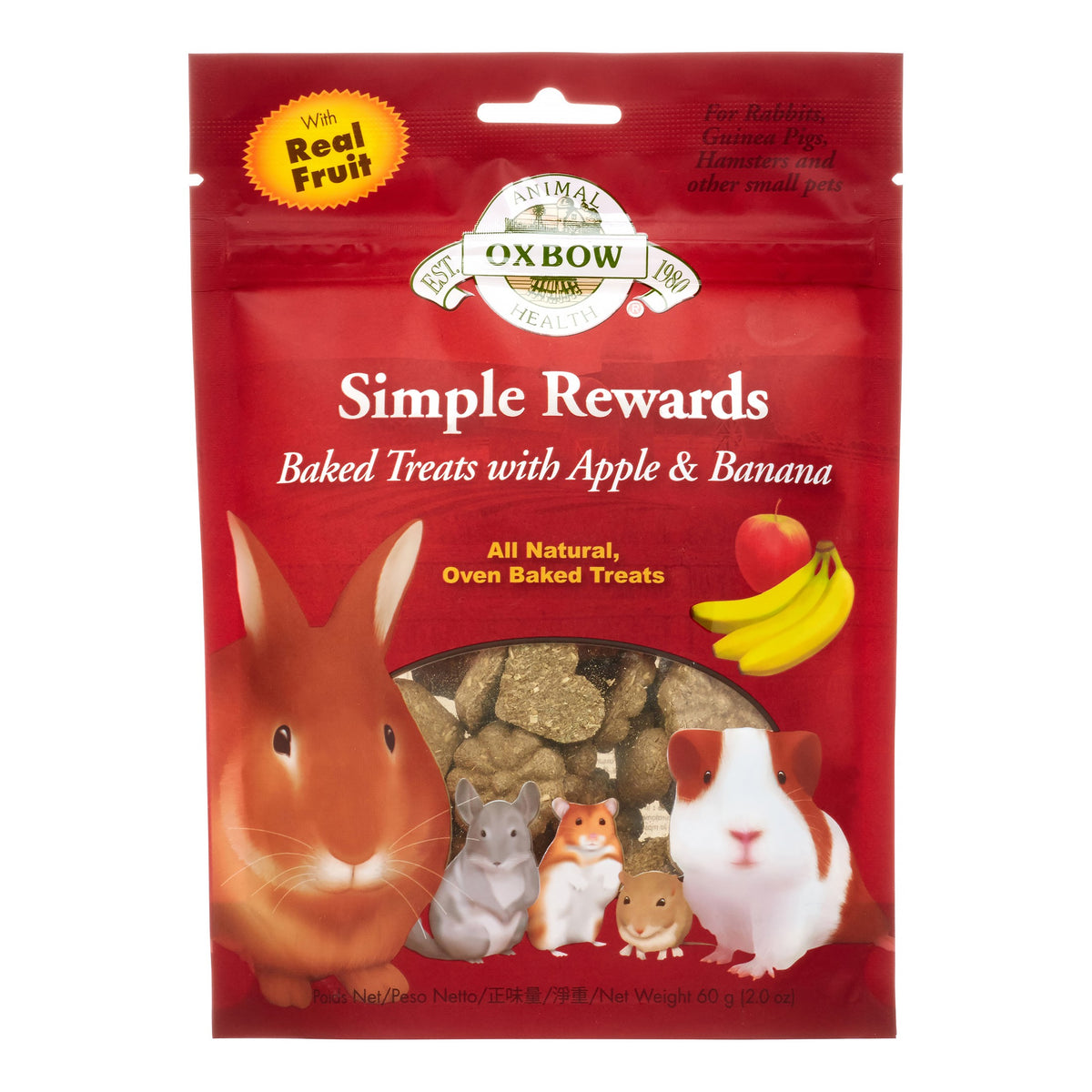 Oxbow Animal Health Simple Rewards Oven Baked Apple & Banana Treats 3 oz