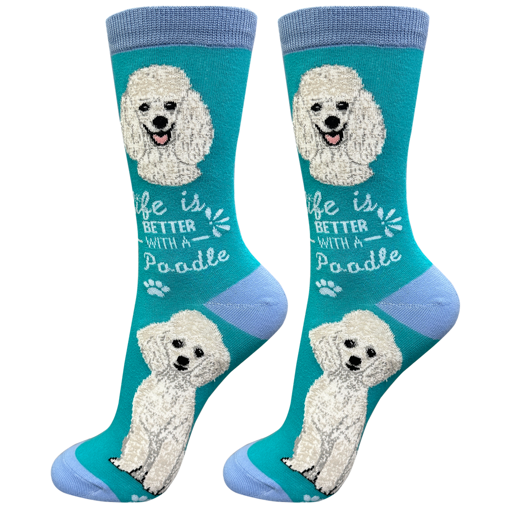 E & S Imports Life is Better With a White Poodle Socks