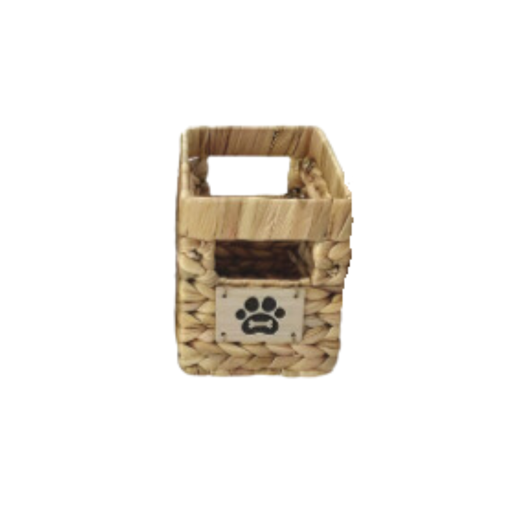 Crystal Art Gallery Pawprint Seagrass Storage Basket Bin 13 x 9 x 6 in