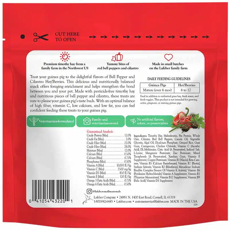 Lafeber's Hey! Berries Bell Pepper & Cilantro Treats for Guinea Pigs 5 oz