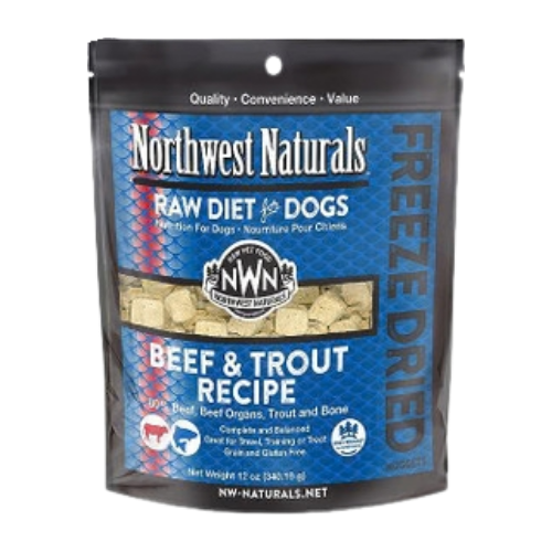 Northwest Naturals Freeze-Dried Beef & Trout Recipe Raw Diet for Dogs 12 oz
