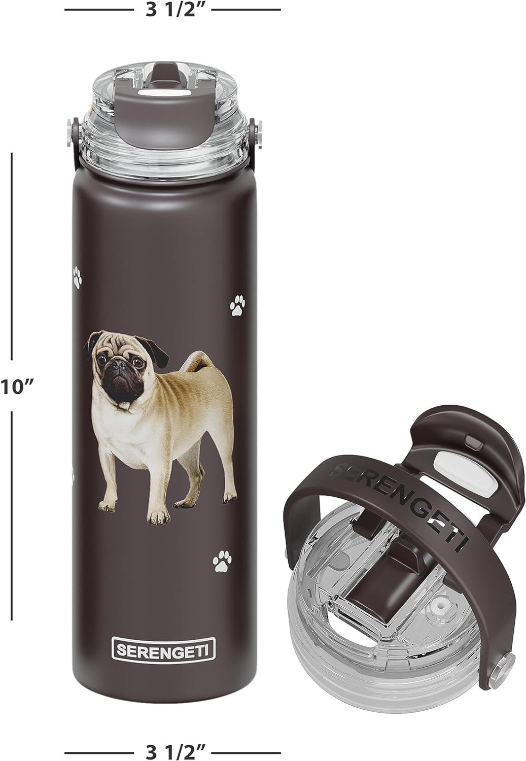 E & S Imports Serengeti Pug Stainless Steel Water Bottle 24 oz