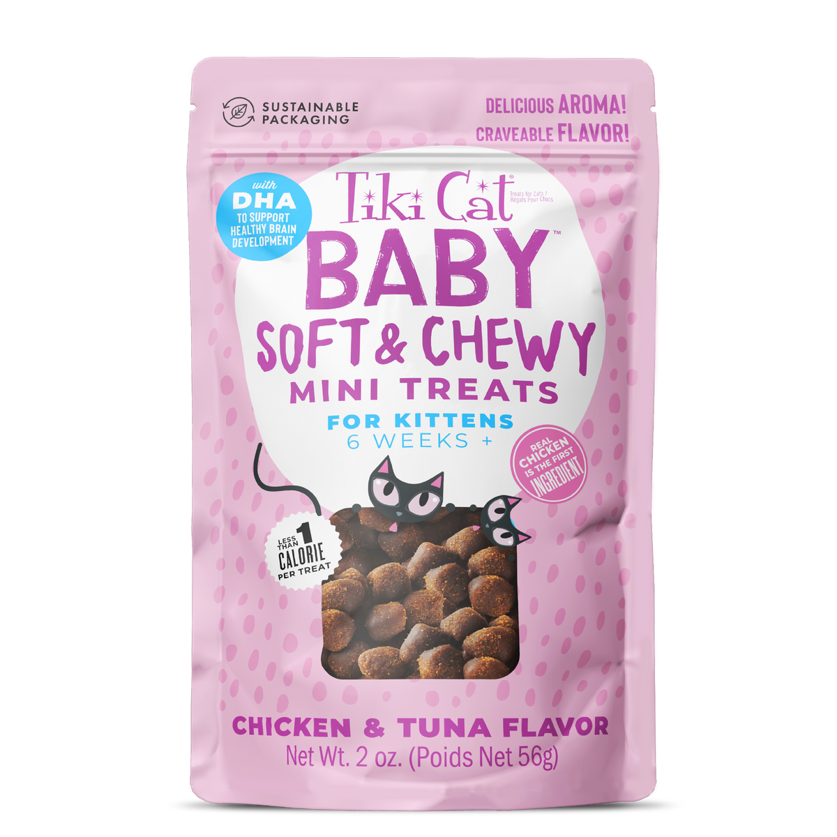 Tiki Cat Baby Soft & Chewy Chicken & Tuna Flavor Mini Treats for Kittens 2 oz