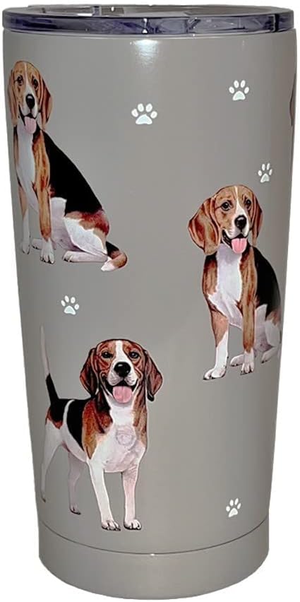 E & S Imports Serengeti Beagle Stainless Steel, Vacuum Insulated Tumbler with Spill Proof Lid 20 oz