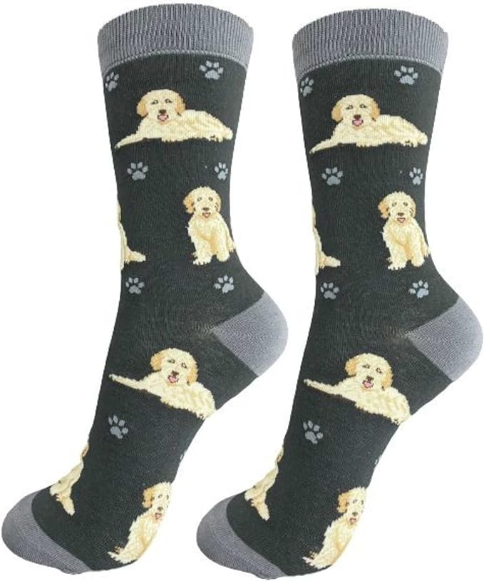 E & S Imports Pet Lover Socks Grey Goldendoodle Dog, Unisex, One Size Fits Most