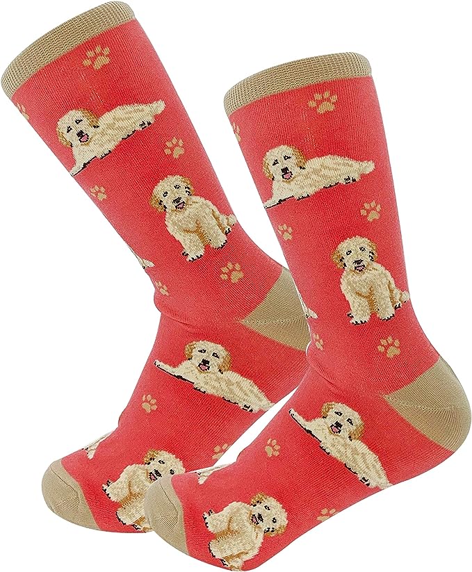E & S Imports Pet Lover Socks Peach Goldendoodle Dog, Unisex, One Size Fits Most