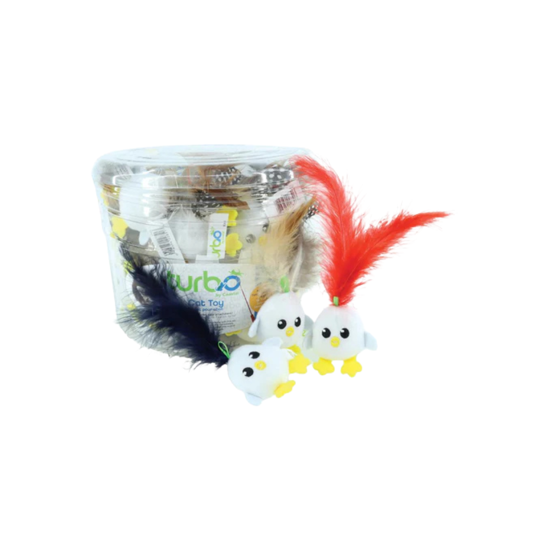 Coastal Pet Products Turbo Chicken Egg with Feathers & Line Loop