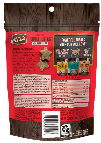 Merrick Power Bites Real Beef Recipe Grain-Free Soft & Chewy Dog Treats 6 oz