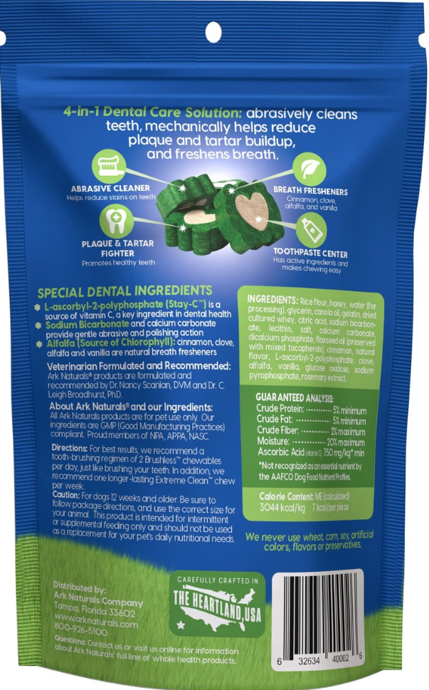 Ark Naturals Brushless Toothpaste Mini Gluten-Free Dental Dog Treats 4 oz