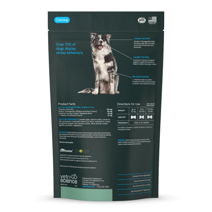 Vetriscience Long Lasting Calm & Confident Calming Chicken Flavored Soft Chews for Dogs 50 ct