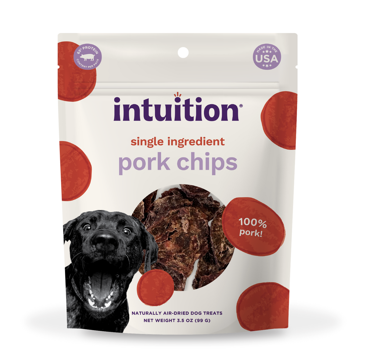 Intuition Single Ingredient Pork Chips Naturally Air-Dried Dog Treats 3.5 oz