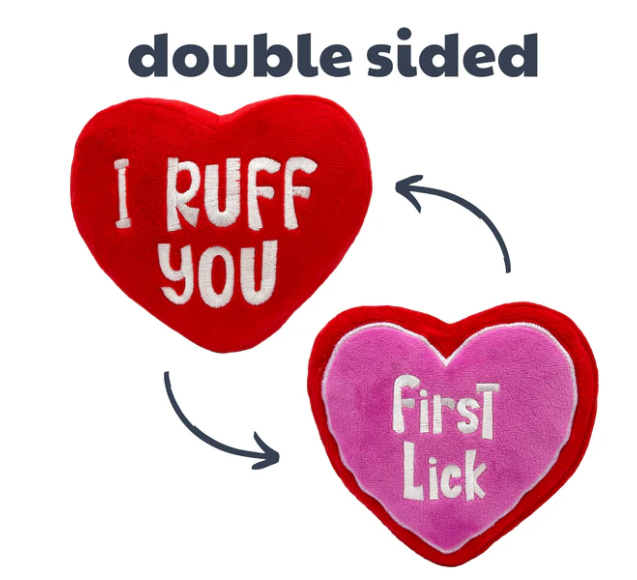 Huxley & Kent I Ruff You Plush Double Sided Valentine's Day Dog Toy, 7 x 6 x 2.5 in