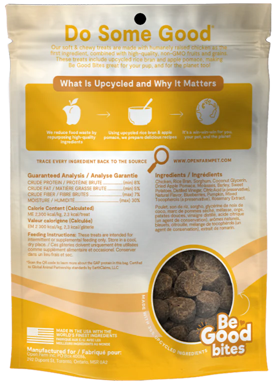 Open Farm Be Good Bites Chicken Recipe Soft & Chewy Dog Treats 6 oz