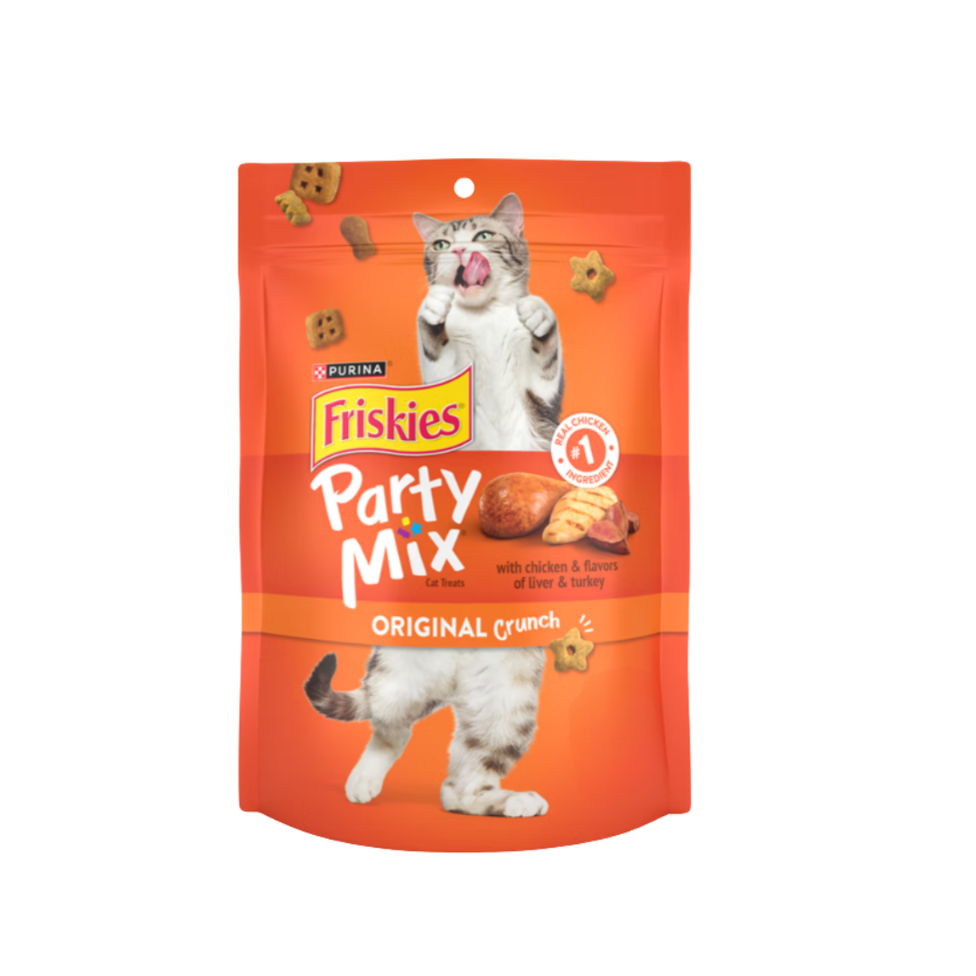 Purina Friskies Party Mix Original Crunch With Chicken & Flavors of Liver & Turkey Cat Treats