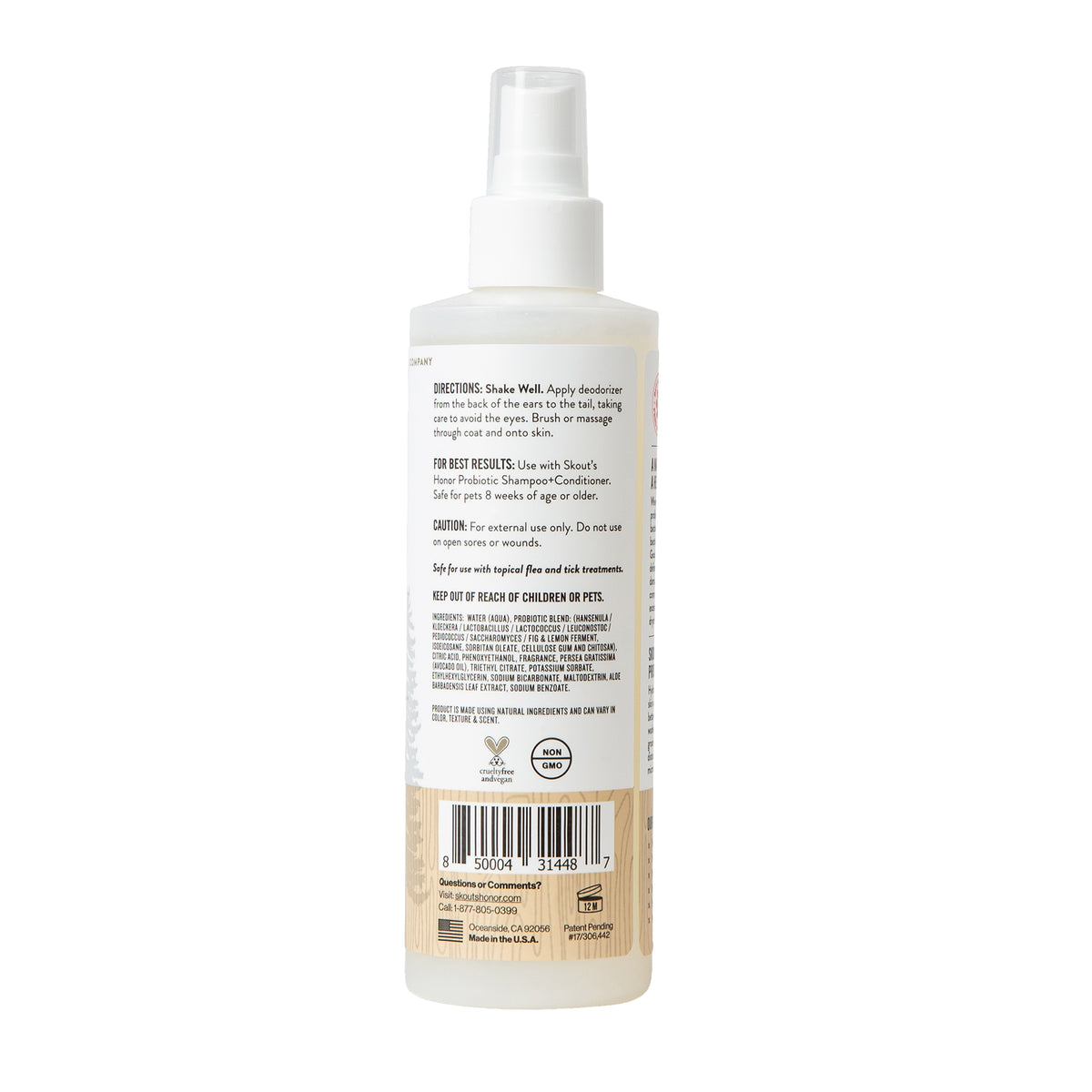 Skout's Honor Probiotic Deodorizing Spray Sandalwood & Vanilla Scent for Dogs 8 oz