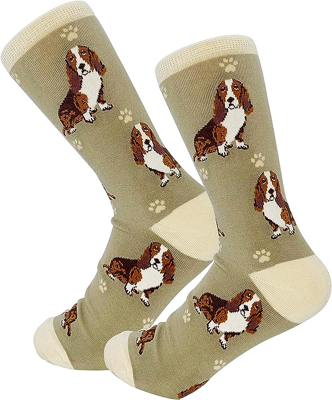 E & S Imports Pet Lover Socks Basset Hound Dog, Unisex, One Size Fits Most