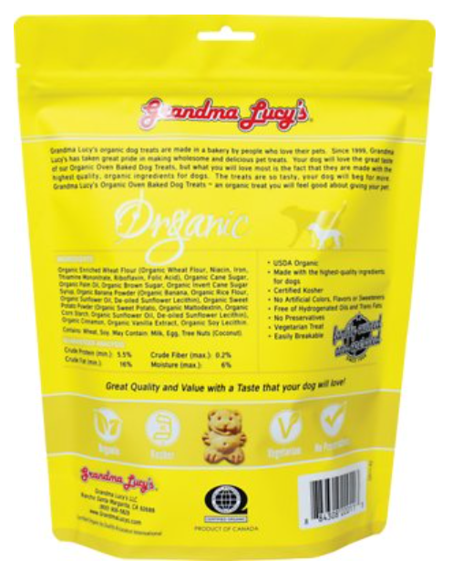 Grandma Lucy's Organic Banana & Sweet Potato Oven Baked Dog Treats 14 oz