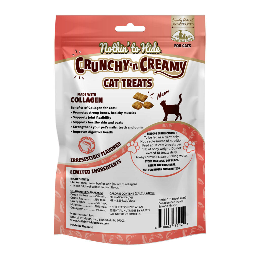 Nothin' To Hide Crunchy & Creamy Salmon Flavor & Collagen Cat Treats 3 oz