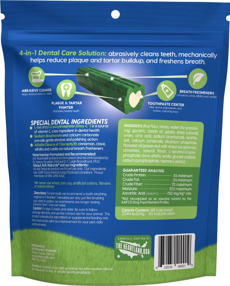 Ark Naturals Brushless Toothpaste Medium Gluten-Free Dental Dog Treats