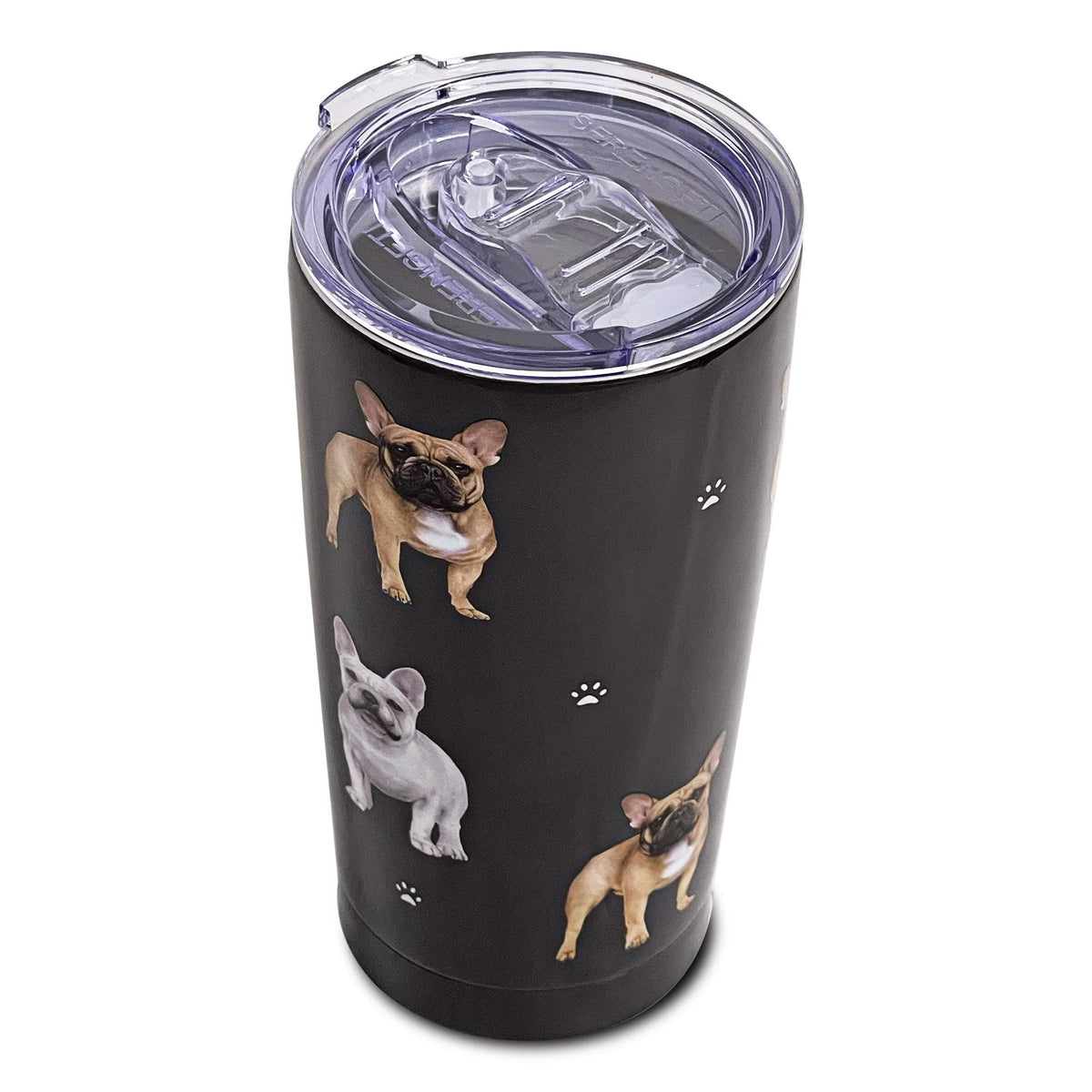 E & S Imports Serengeti French Bulldog Stainless Steel, Vacuum Insulated Tumbler with Spill Proof Lid 20 oz