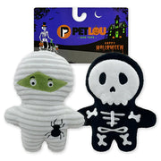 Petlou Halloween Trick or Treat Pals Mummy & Bone Plush Dog Toys 2 pk