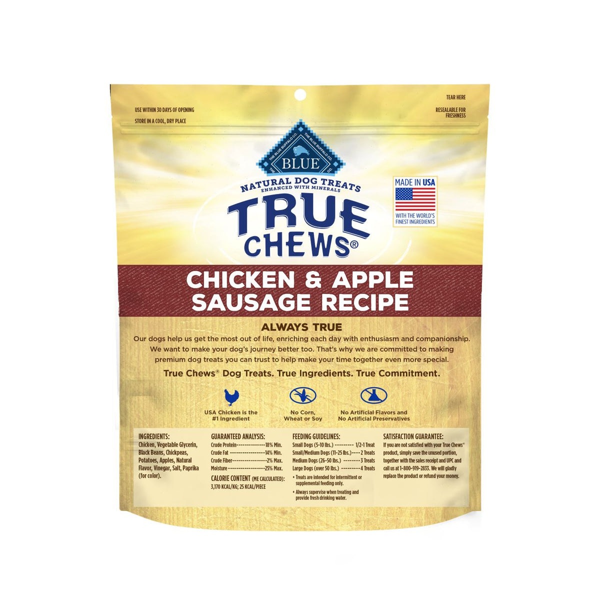 True Chews Chicken & Apple Sausage Recipe Dog Treats 12 oz