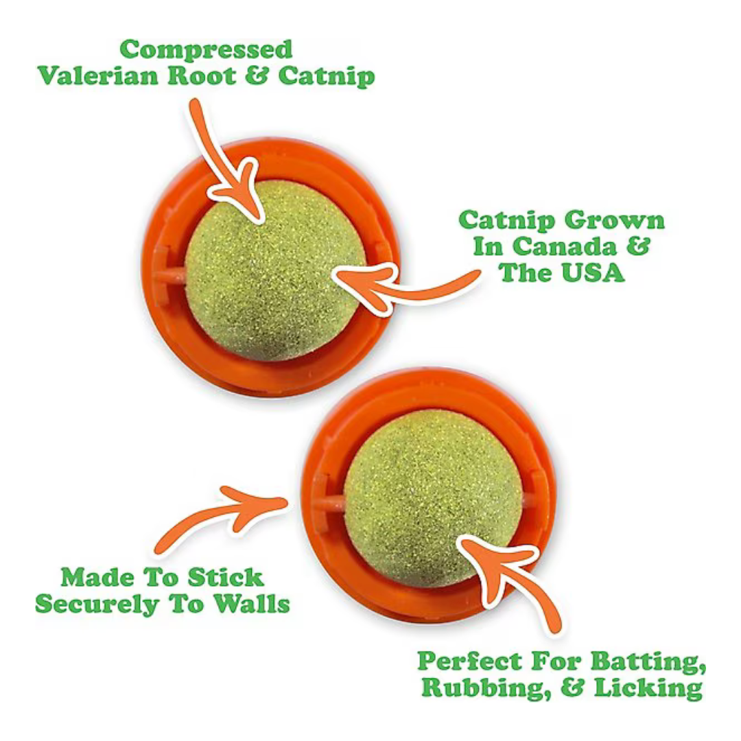 Meowijuana Kalico Kush Stick 'n' Lick Compressed Catnip Ball Toys 2 pk