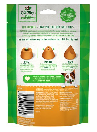 Greenies Pill Pockets for Tablets & Capsules, Chicken Flavor for Cats 1.6 oz
