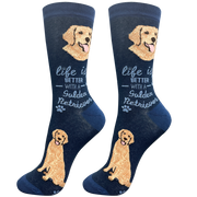 E & S Imports Life is Better With a Golden Retriever Navy Socks