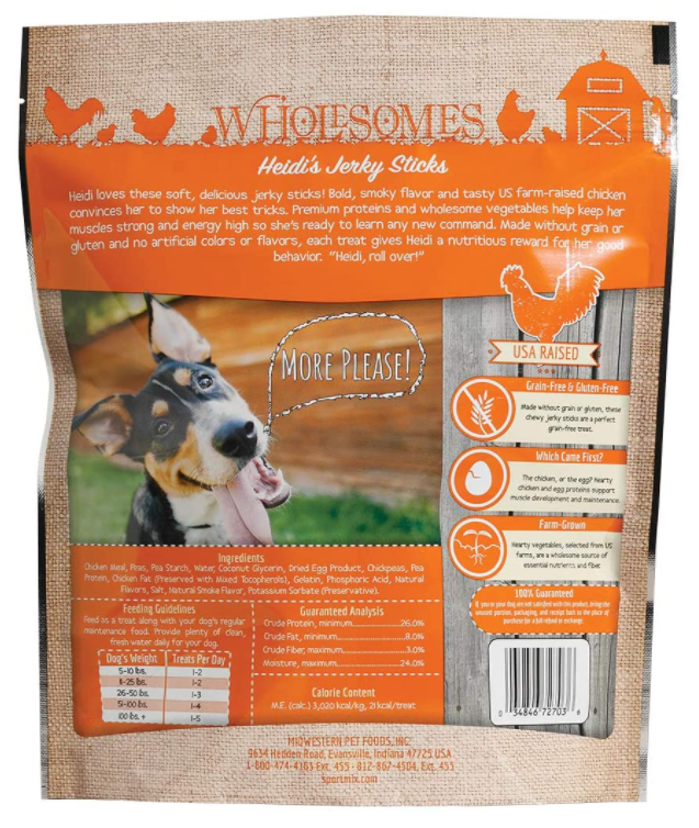 Wholesomes Heidi's Jerky Sticks Dog Treats 25 oz