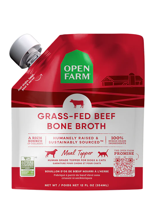 Open Farm Grass-Fed Beef Bone Broth Meal Topper for Dogs & Cats 12 oz