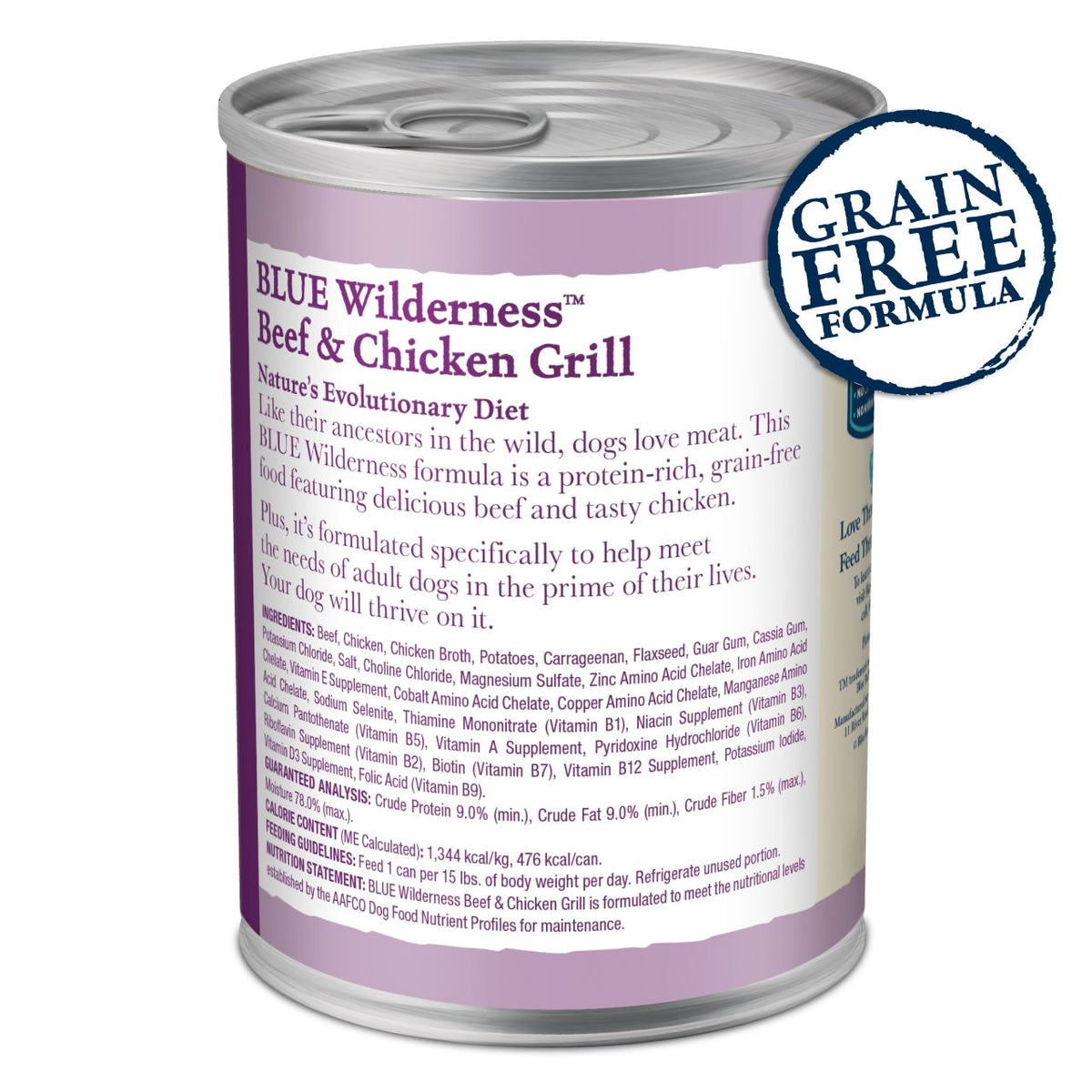 Blue Buffalo Wilderness High Protein Beef & Chicken Grill Grain-Free Canned Dog Food