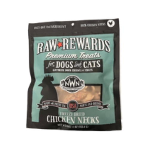 Northwest Naturals Raw Rewards Premium Treats Freeze Dried Chicken Necks for Dogs & Cats 4 oz