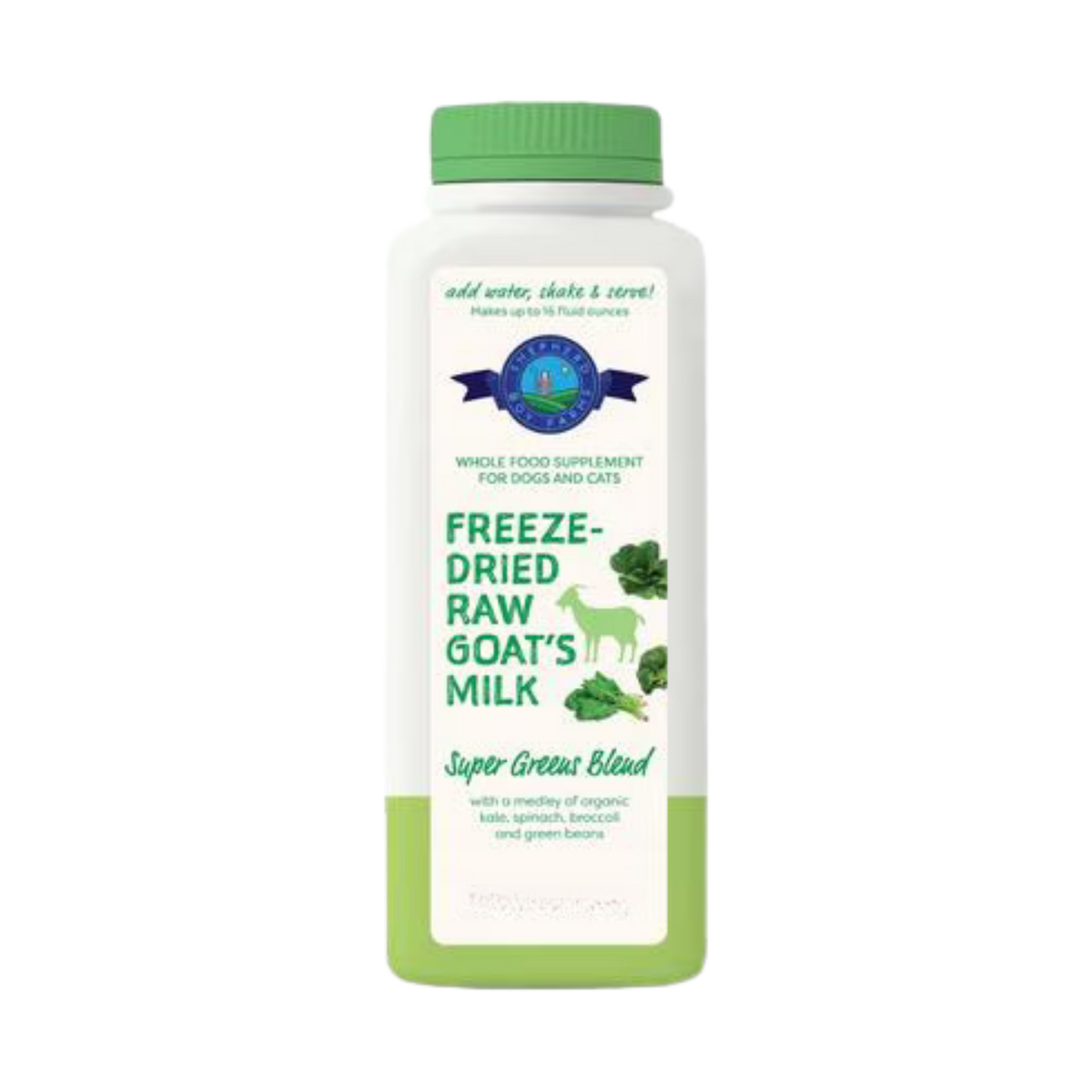 Shepherd Boy Farms Super Greens Blend Freeze-Dried Raw Goat's Milk Whole Food Supplement