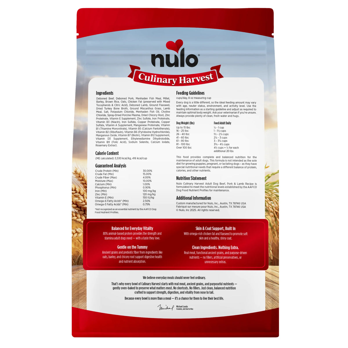 Nulo Culinary Harvest Oven-Baked Beef, Pork & Lamb Recipe for Adult Dogs